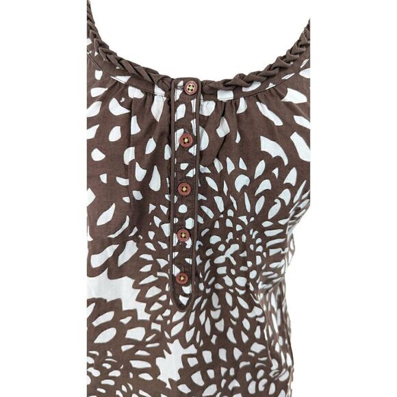 Boden Women Brown Puff Cap Short Sleeve Floral Print Cotton Blouse Size 4 - Picture 4 of 11